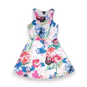 H&M Colorful Floral Sleeveless Scuba Skater Dress Size M